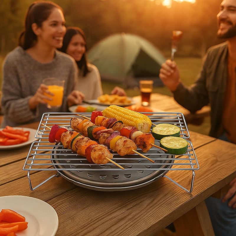 Alark Mini Portable Barbecue Grill Net Basket Roast Grilling Tray Gas Stove Plated For Stainless Steel Portable & Non Stick Barbecue Grill Net Basket Camping Barbecue Grid Grates mesh Grilling Tray - Image 3