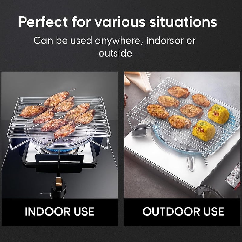 Alark Mini Portable Barbecue Grill Net Basket Roast Grilling Tray Gas Stove Plated For Stainless Steel Portable & Non Stick Barbecue Grill Net Basket Camping Barbecue Grid Grates mesh Grilling Tray - Image 5