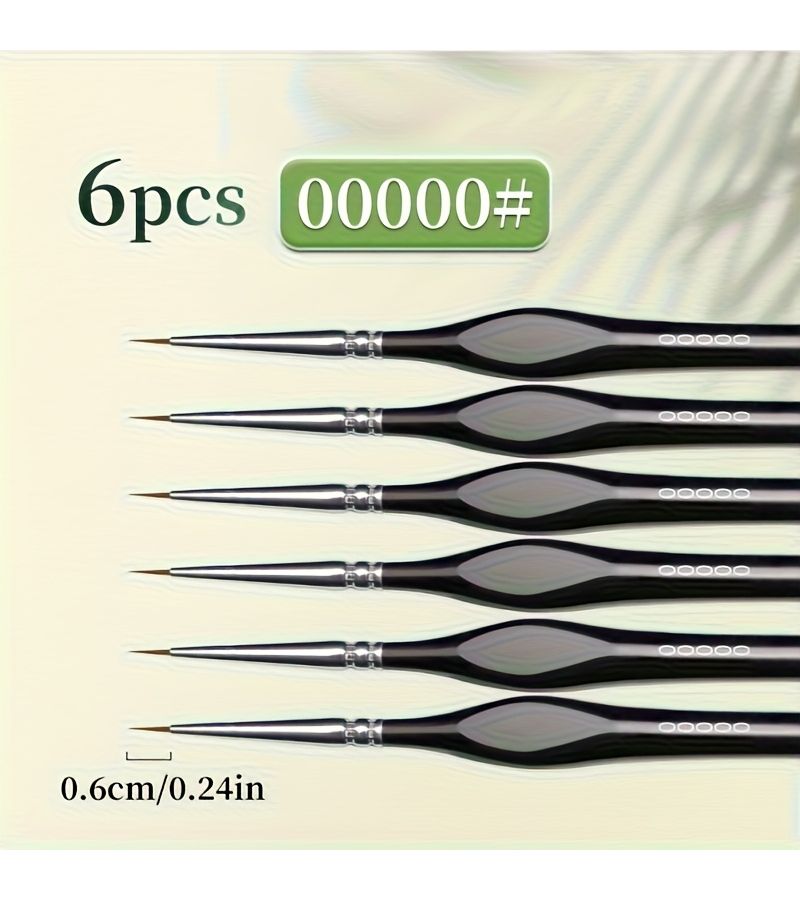 6 Pcs Detail Paint Brushes Set Nylon Hair Fine Tip With Triangular Handles Extra Fine For Watercolor Crafts Models Rock Art Professional Art Supplies For Artists Hobbyists - Image 1