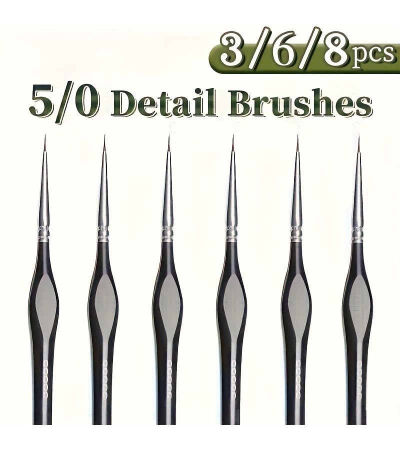 6 Pcs Detail Paint Brushes Set Nylon Hair Fine Tip With Triangular Handles Extra Fine For Watercolor Crafts Models Rock Art Professional Art Supplies For Artists Hobbyists - Image 5