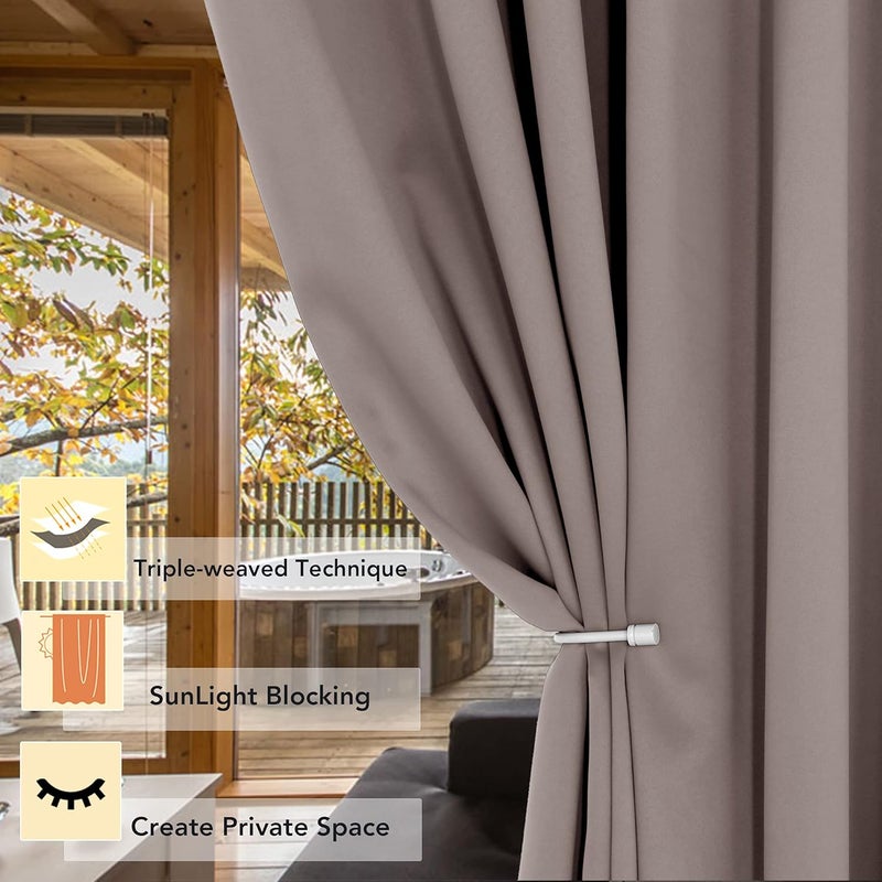 BONZER Room Divider Curtain Total Privacy Wall Noise Reducing Wide Blackout Curtains for Patio Sliding Glass Door, 96L x 70W Inch (8L x 5.8W ft), 1 Panel, Khaki - Image 2