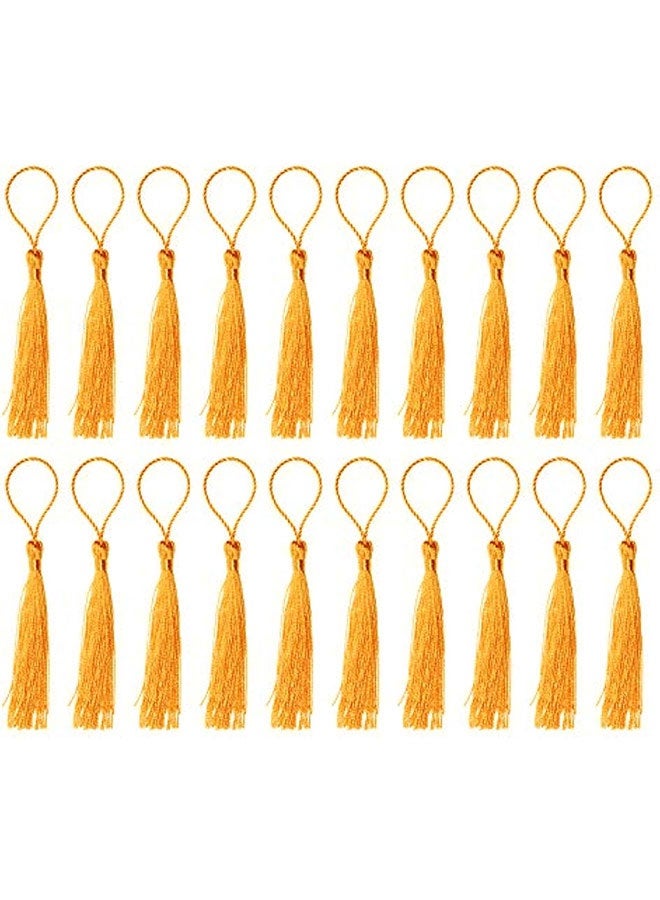 صغيرة الحريرية اليدوية صناعة ناعمة فلوسي علامة مرجعية مع حلقة الحبل لقراط المفاتيح صناعة المجوهرات، تذكارية، التخرج، خياطة الملابس، هدية علامة DIY المشاريع الحرفية، 20PCS (البرتقالي) - Image 1