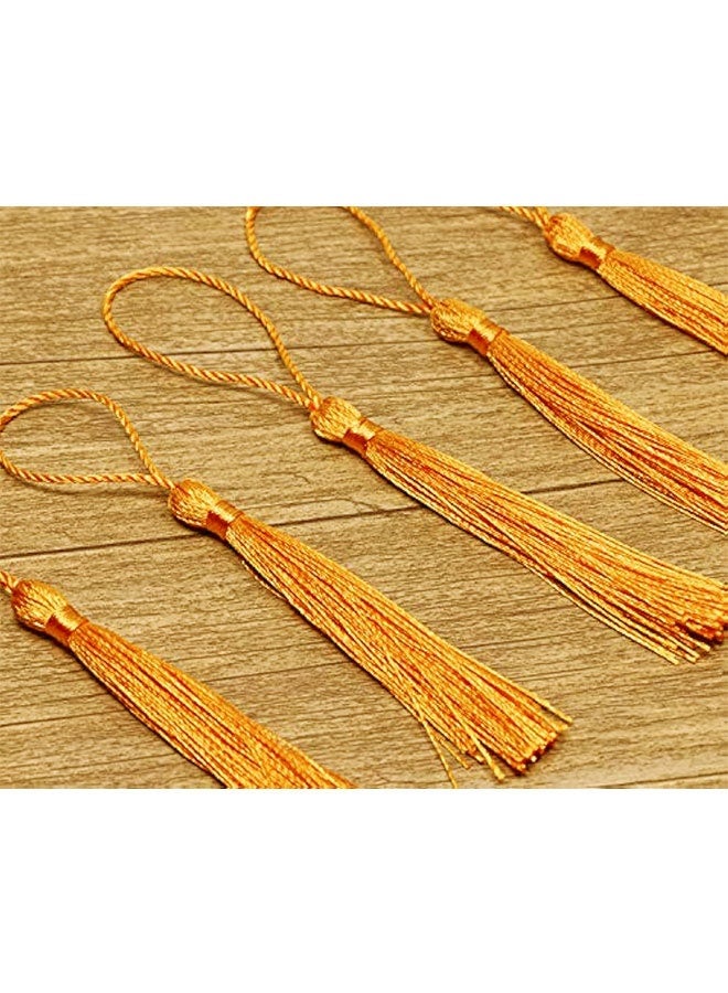 صغيرة الحريرية اليدوية صناعة ناعمة فلوسي علامة مرجعية مع حلقة الحبل لقراط المفاتيح صناعة المجوهرات، تذكارية، التخرج، خياطة الملابس، هدية علامة DIY المشاريع الحرفية، 20PCS (البرتقالي) - Image 3