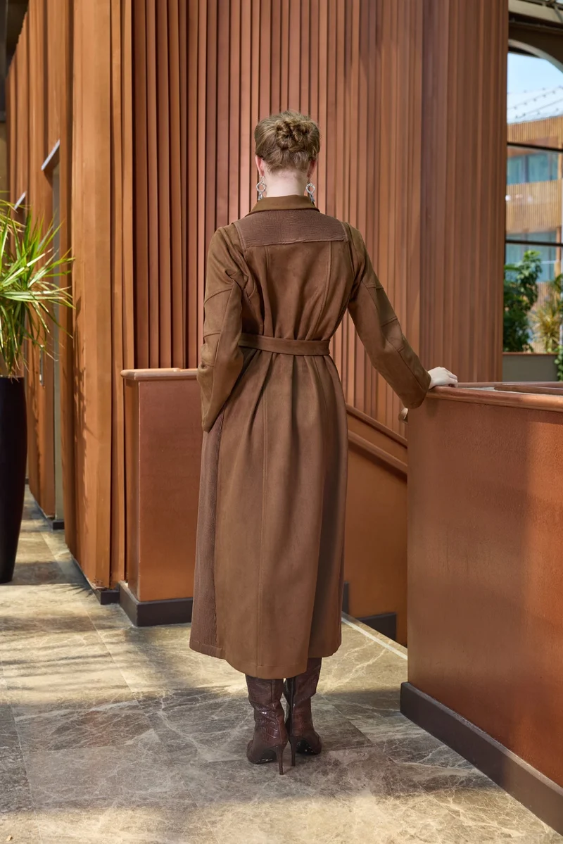 MissWhence  Suede trench coat - Tan for Women | Best Price UAE