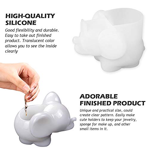 Wehous Silicone Elephant Shaped Holder Resin Mold Creative Epoxy Resin Casting Mould Little Item Organizer Cute Jewelry Storage Box DIY Resin Handicrafts Art Supplies Ideal Gift Home Decor - Image 5
