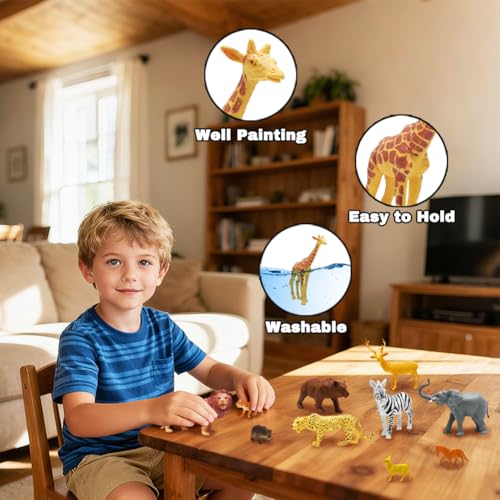 Kimicare 24Pcs Safari & Zoo Animals Figures, Realistic Plastic Animal Toys Set for Kids 1 2 3, Lion, Elephant, Perfect for Play, Education, Baby Shower Decor,Party Supplies Cake Topper - Image 2