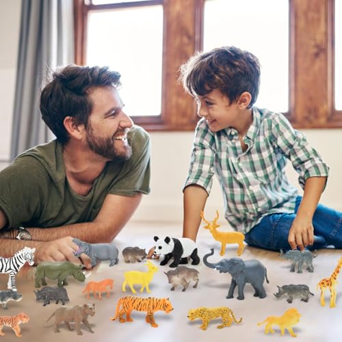 Kimicare 24Pcs Safari & Zoo Animals Figures, Realistic Plastic Animal Toys Set for Kids 1 2 3, Lion, Elephant, Perfect for Play, Education, Baby Shower Decor,Party Supplies Cake Topper - Image 3