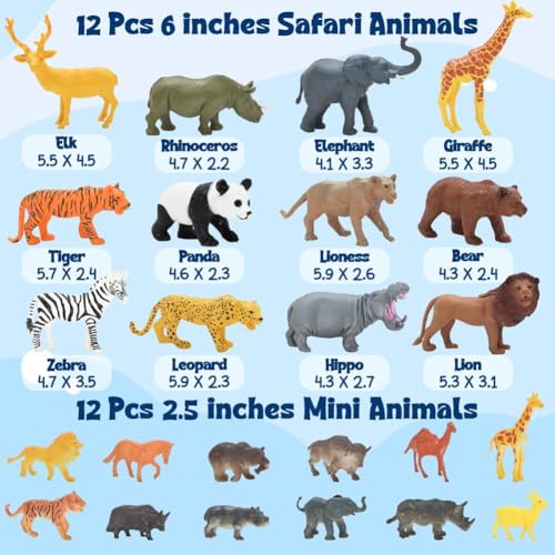Kimicare 24Pcs Safari & Zoo Animals Figures, Realistic Plastic Animal Toys Set for Kids 1 2 3, Lion, Elephant, Perfect for Play, Education, Baby Shower Decor,Party Supplies Cake Topper - Image 4