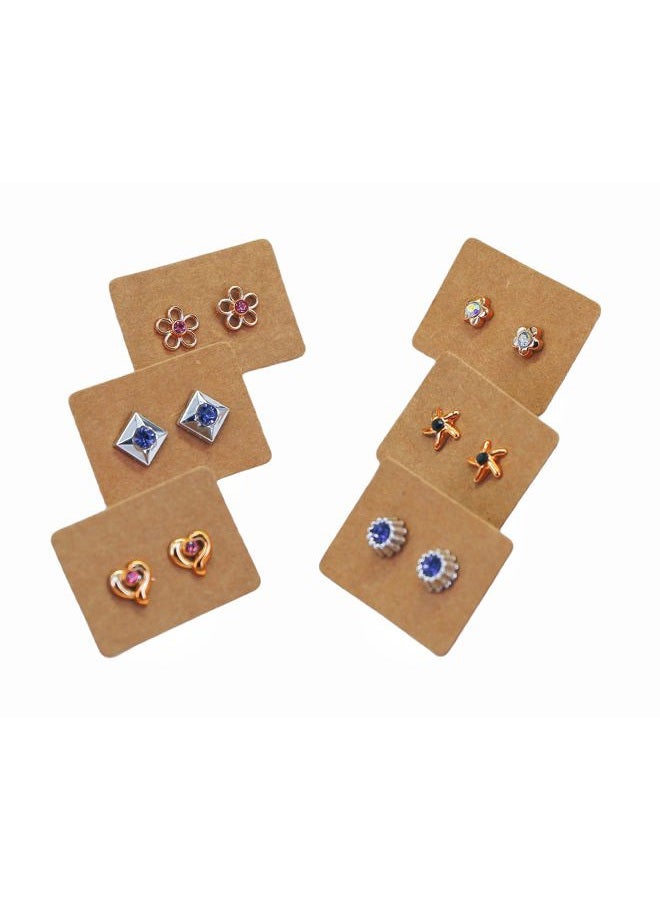 TIAMALL 300 PCS Earring Display Cards Kraft Paper Earrings Tags Ear Stud Earring Card (Brown) - Image 4