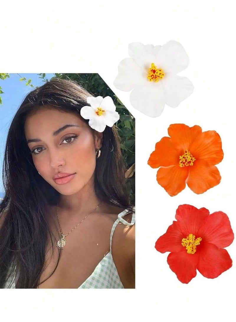 مشابك شعر نسائية 3 قطع بتصميم زهور صيفية ملونة 9 سم إكسسوارات أنيقة للشعر للمناسبات واليومي - Image 1