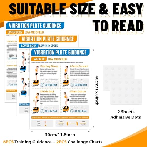 gisgfim 8 Pcs Vibration Plate Exercise Machine Poster Workout Guide 6 Vibration Platform Workout Guidance 2 Pcs 30Day Planner Whole Body Vibration Board Chart for Home Gym - Image 3
