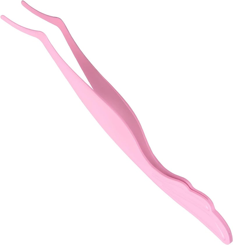 أداة تطبيق الرموش الصناعية DIY أداة تطبيق الرموش الصناعية ملاقط رموش من الفولاذ المقاوم للصدأ منحنية لمجموعات الرموش والشريط، وردي