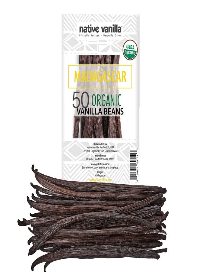 Native Vanilla 50 Organic Madagascar Vanilla Beans - Whole Grade A Premium Bourbon Pods - For Making Extract & Baking - For Cooking, Desserts & More - 100% Vegan & Kosher - Non-GMO & Gluten-Free - Native Vanilla - Image 1
