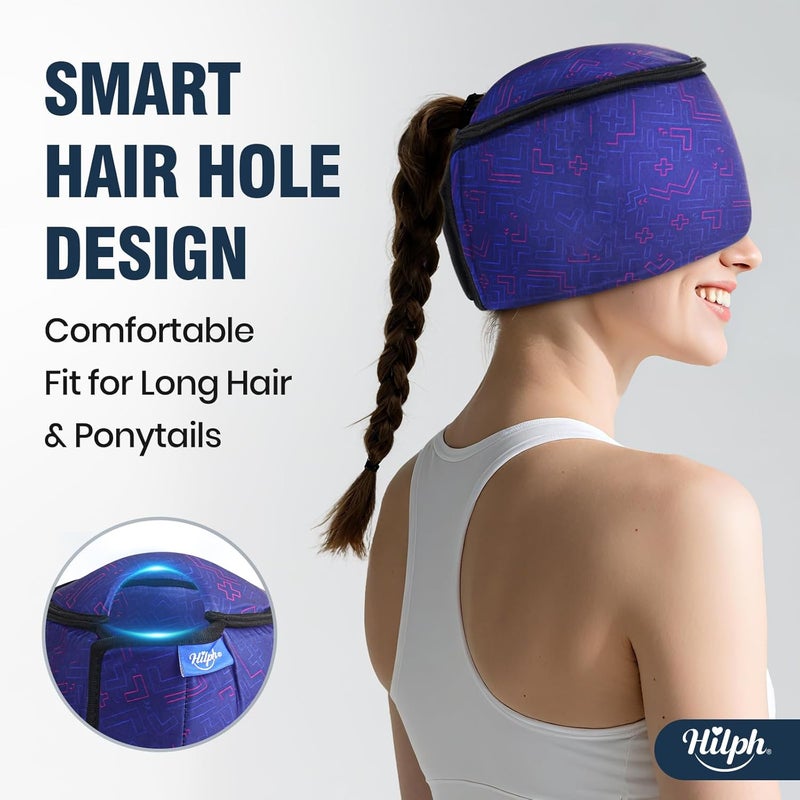 Hilph Migraine Hat - 360° Cooling Hat with Gel Packs - Unisex Adults - Blue - One Size Beanie - Migraine & Headache Relief - Image 3