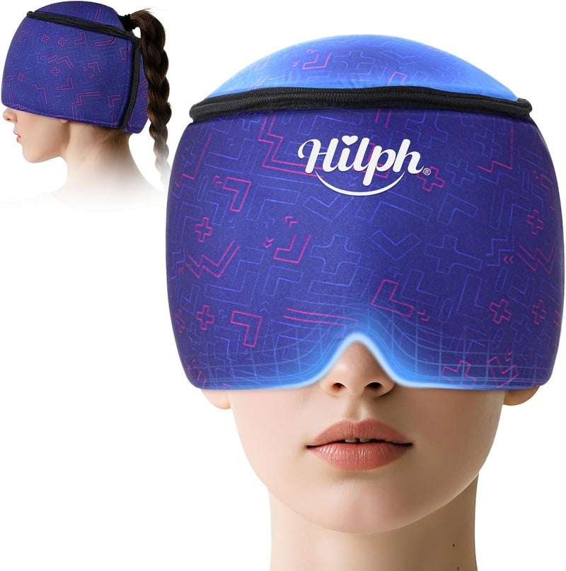 Hilph Migraine Hat - 360° Cooling Hat with Gel Packs - Unisex Adults - Blue - One Size Beanie - Migraine & Headache Relief - Image 1