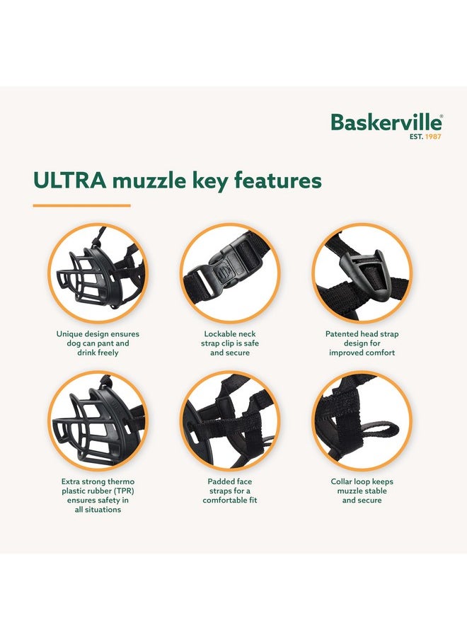 The Company of Animals - Baskerville Ultra Muzzle Patented Humane Design, Breathable, Dog Can Pant And Drink, Adjustable, Padded, Dog Training Muzzle For Large Dogs, Prevents Biting, Wildlife Scavenging (Size 6, Black) - Image 1