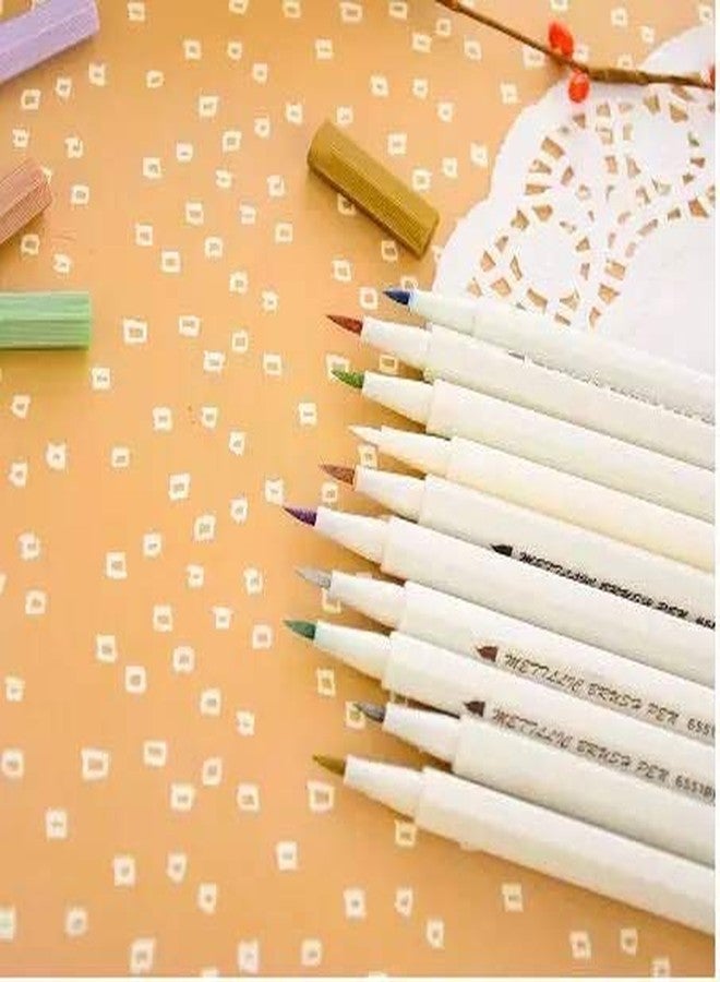 PATHOS INDIA mix Colors Soft Brush Tip Metallic Marker Pens Painting Brush Pens for Drawing Journal Diary Scrapbooking DIY Photo Album Card Making Calligraphy - Image 2