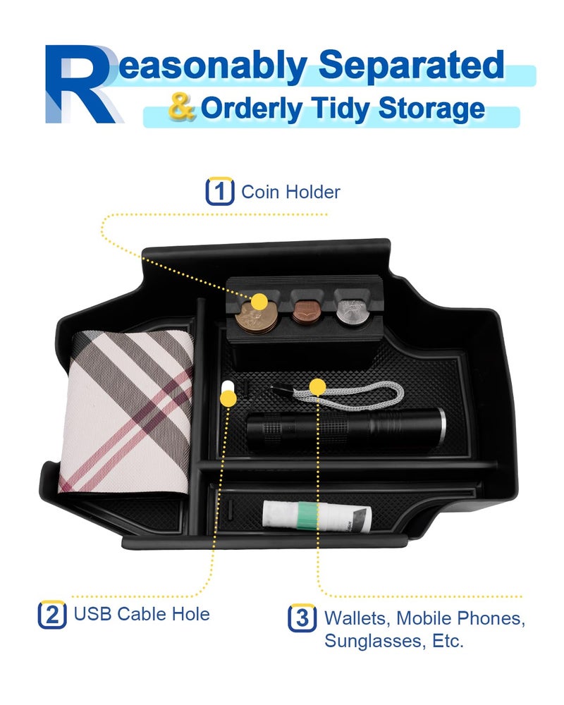 Coleya 2023 2024 2025 Accord Hybrid Center Console Organizer for Honda Accord(LX/EX/EX-L/Sport/Sport-L/Touring), Durable ABS Plastic Console Tray Insert 2025 Accord Accessories with Coin Holder - Image 4