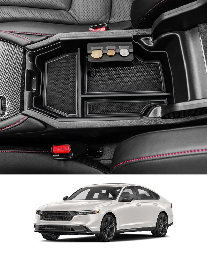 Coleya 2023 2024 2025 Accord Hybrid Center Console Organizer for Honda Accord(LX/EX/EX-L/Sport/Sport-L/Touring), Durable ABS Plastic Console Tray Insert 2025 Accord Accessories with Coin Holder - Image 1