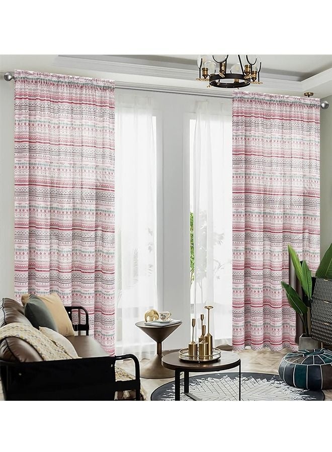 كيلا الستائر الحاجبة للضوء ذات الطراز الرعوي الحديث البسيط - خطوط وردية/زهرية - لغرف المعيشة والمنام مقاس 140x260 سم - Image 1