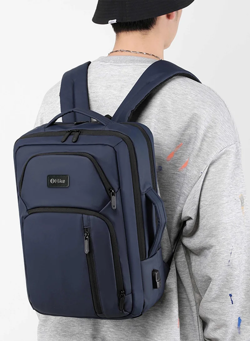 هايك Hike Unisex Durable Laptop Backpack Water Resistant Casual Daypack with Built in USB Port for Travel/Business/College/School, HK2109-Blue