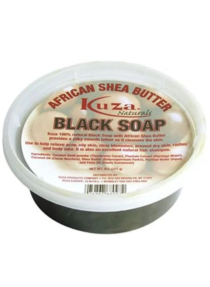 Kuza African Shea Butter Black Soap -Body cleanser/moisturiser and natural herbal conditioning hair shampoo 226g