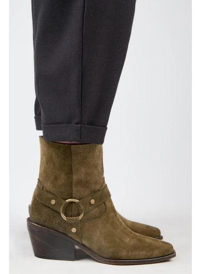 Manijero  (Neus) Women's Real Leather Buckle Strap Cowboy Special Distressed Leather Khaki Boot. for Women | Best Price UAE