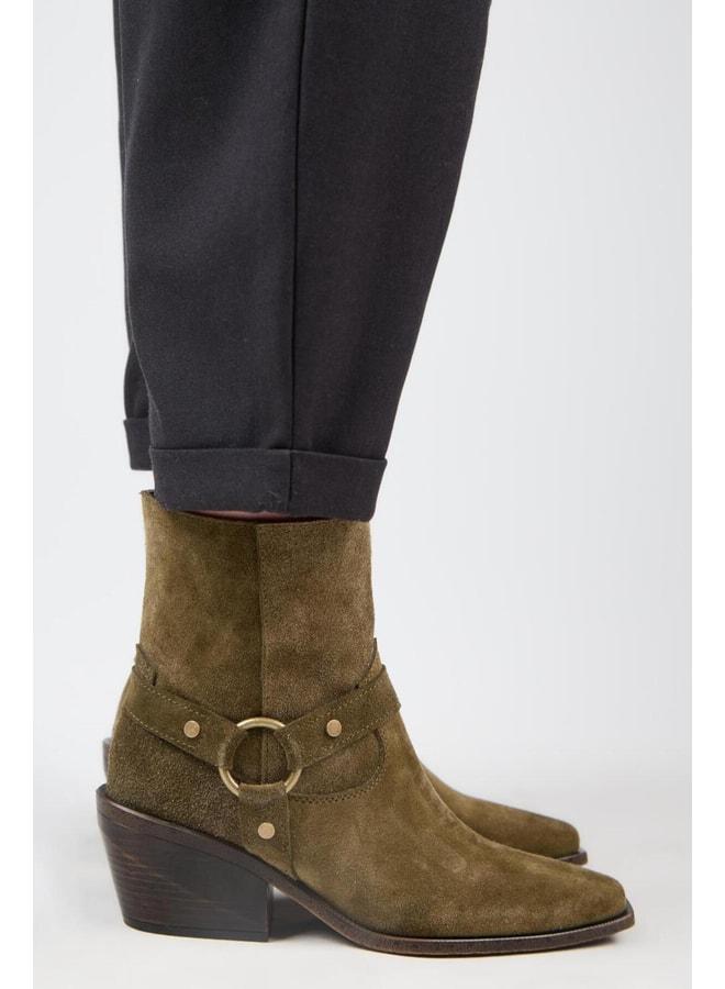 Manijero (Neus) Women's Real Leather Buckle Strap Cowboy Special Distressed Leather Khaki Boot. - Image 2