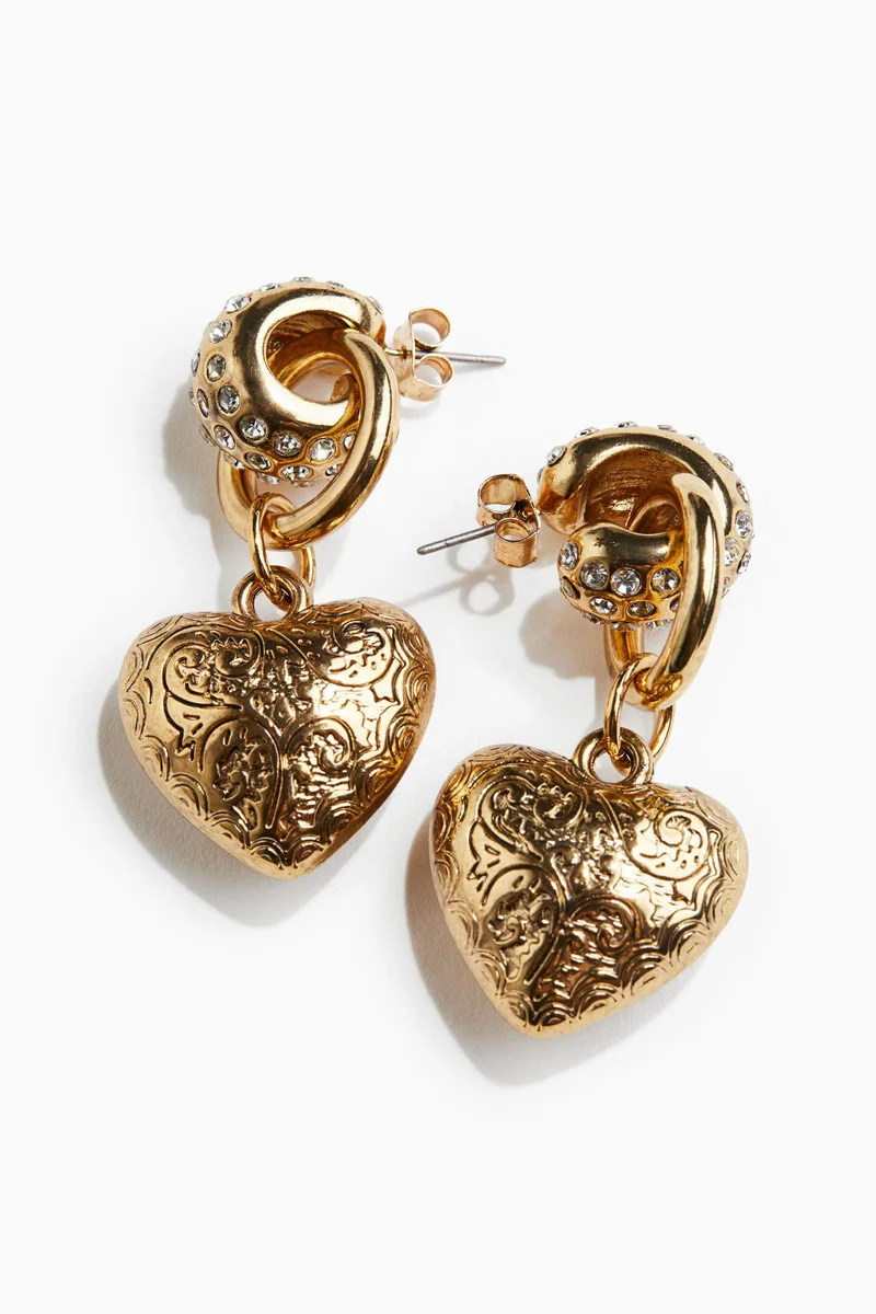 H&M Heart-shaped pendant earrings