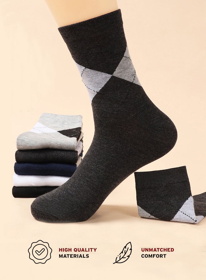 SHABILI 5 Pair Men’s Polyester Crew Socks Business Socks Summer Casual Socks Slouch Sock Argyle Set, Breathable Moisture-Wicking Elastic Cuff Anti-Odor No Pilling, Perfect for Daily Leisure Travel Sport - Image 3