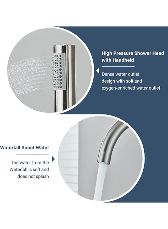 واي دي صنبور حوض استحمام فاخر قائم بذاته من YD، خلاط حوض استحمام مثبت على الأرض مع دش يدوي، طقم دش ذو ذراع واحد، حوض استحمام عصري - Image 4