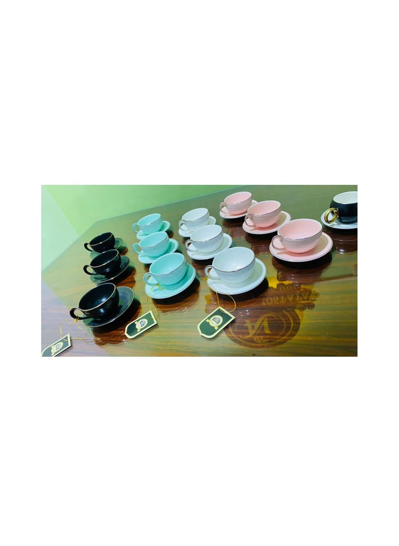 MARBLE Coffee set, 3 colors, 12 pieces, black marble porcelain CS3855-BLACK  - Image 2
