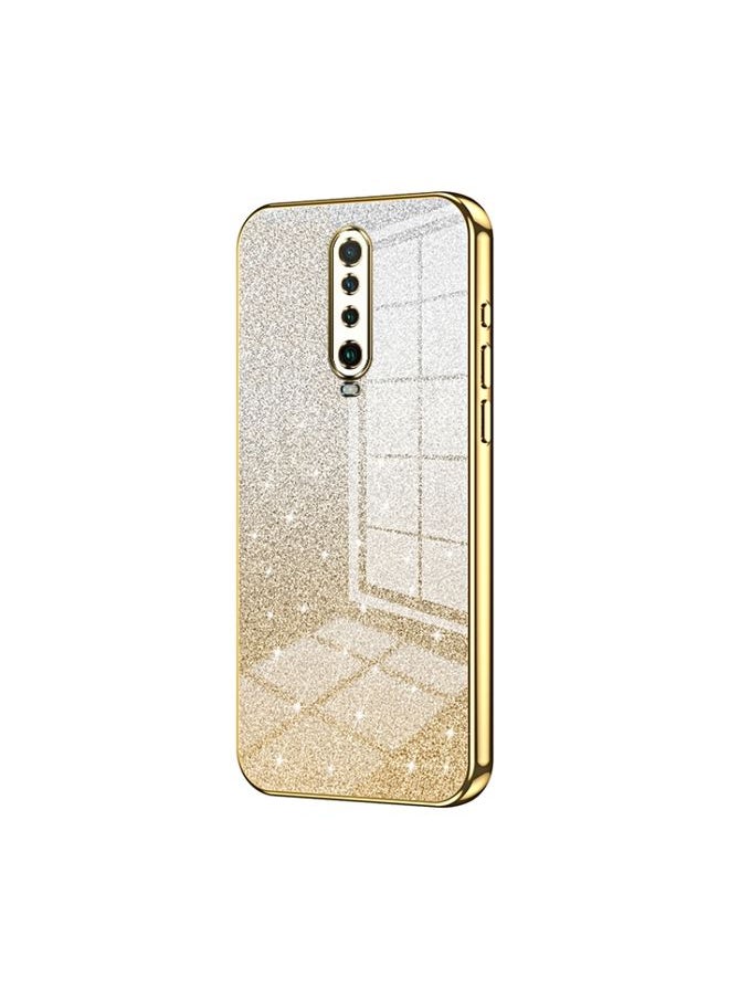 HuHa Case Cover For Xiaomi Redmi K30 / K30 5G Gradient Glitter Powder Electroplated Phone Case Gold 