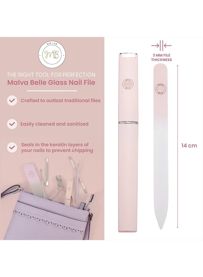 Malva Belle Best Crystal Glass Nail File for Women - Nail File & Travel Case - Nail File Set - Heavy Duty Nail File for Natural Nails, Gel - Professional Nail Shaper – Nail Essentials - Pink 3mm - Image 5