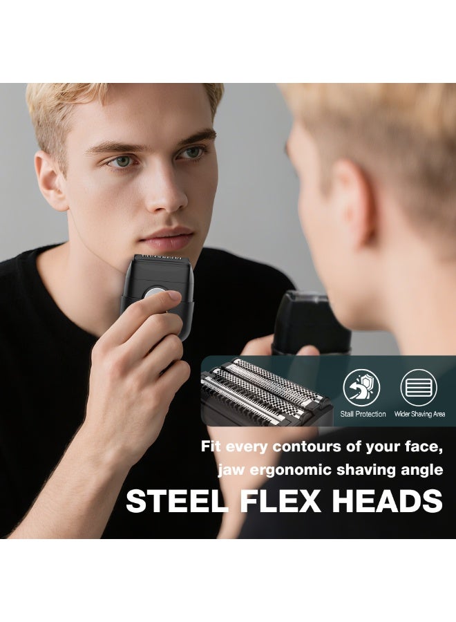 سمارتكس ماكينة حلاقة برقائق معدنية، ماكينة حلاقة كهربائية للرجال، ماكينة حلاقة صغيرة للرجال مقاومة للماء، ماكينة حلاقة كهربائية للرجال لاسلكية قابلة لإعادة الشحن، شفرة عائمة مزدوجة للحلاقة الدقيقة، ماكينة حلاقة للسفر، للاستخدام الرطب والجاف - Image 4