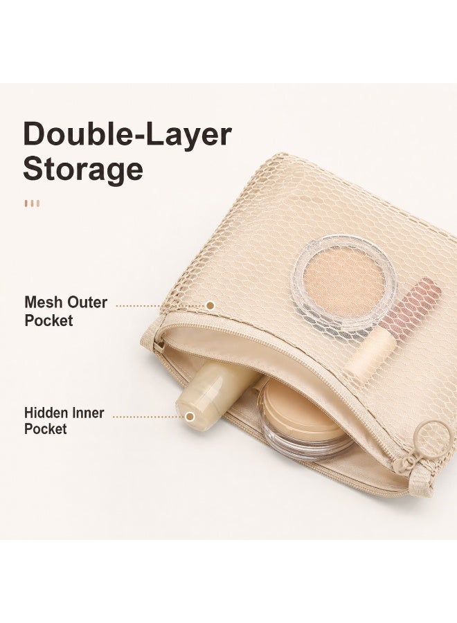 3pcs Portable Mesh Cosmetic Bags, Large Medium Small Makeup Pouches, Home Travel Outdoor Storage - Image 5