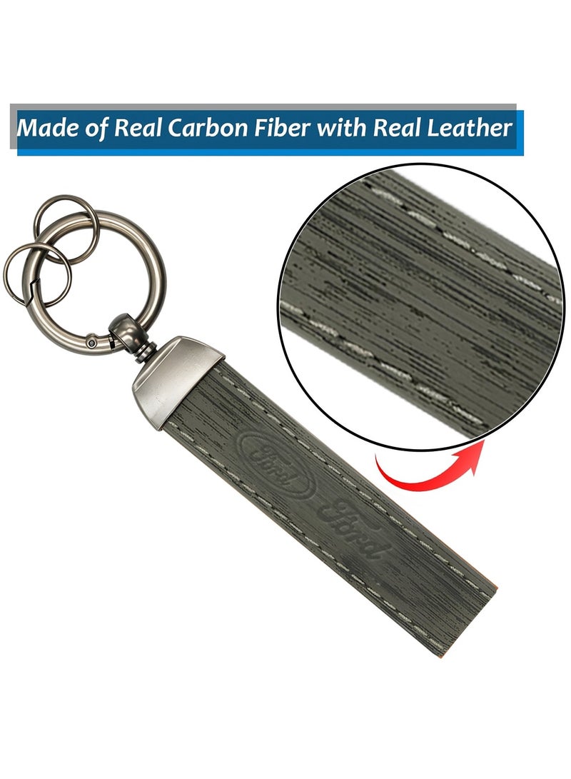 فورد سلسلة مفاتيح سيارة-فورد، سلسلة مفاتيح بحلقة معدنية مع حزام جلدي، سلسلة مفاتيح منزلية، - Image 3