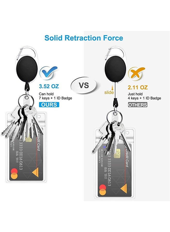 Generic 2 Pack Heavy Duty Retractable Reel Clips Set with Carabiner Reel Clip,Upgraded Retractable Badge, Horizontal and Vertical Two Styles Waterproof Transparent ID Card Holder, Clear  - Image 3