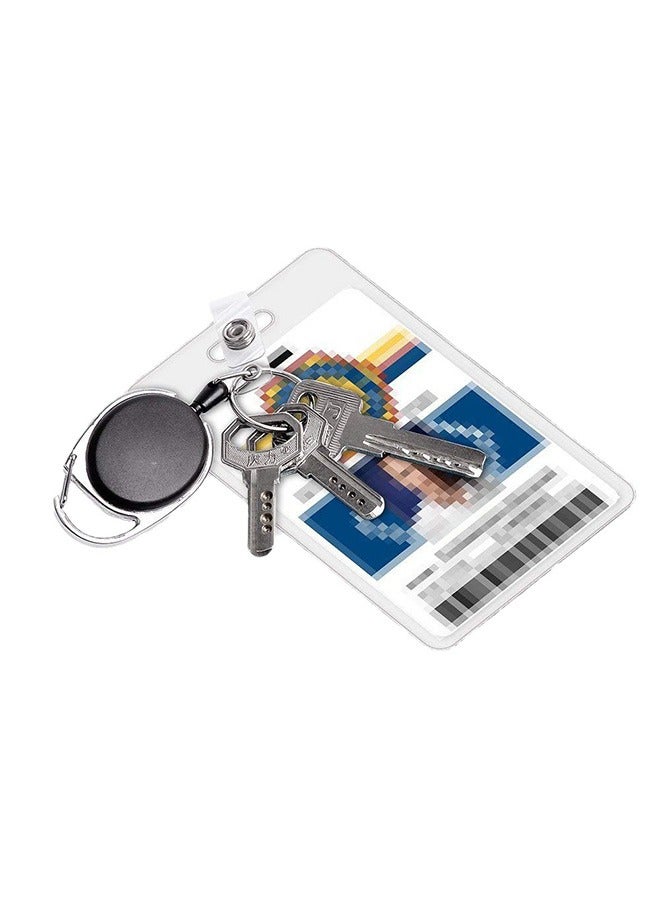 Generic 2 Pack Heavy Duty Retractable Reel Clips Set with Carabiner Reel Clip,Upgraded Retractable Badge, Horizontal and Vertical Two Styles Waterproof Transparent ID Card Holder, Clear  - Image 4