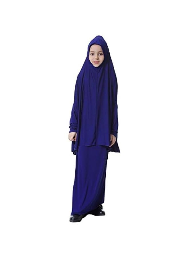 Muslim Islamic Girl's Maxi Two-Piece Prayer Dress Abaya Set for Hajj Umrah - Image 1