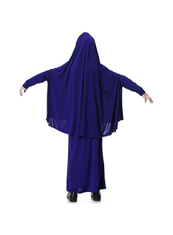 Muslim Islamic Girl's Maxi Two-Piece Prayer Dress Abaya Set for Hajj Umrah - Image 3