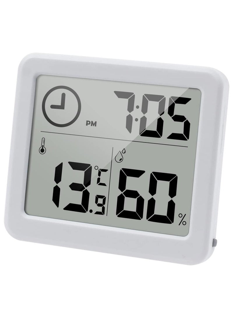 Digital Thermo-Hygrometer Indoor Room Thermometer Hygrometer 3.2” Large LCD Screen Desktop Thermometer with Temperature and Humidity Monitor Meter Gauge with Clock (white) - Image 1