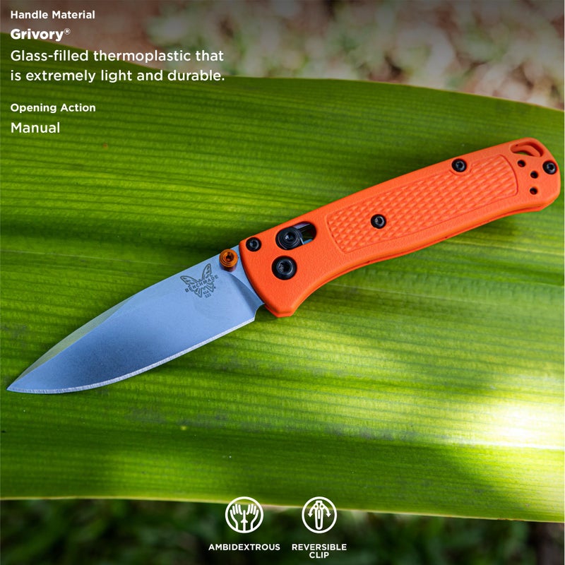 Benchmade بينشمايد - سكين ميني باج آوت 533 القابل للطي مع مقبض جريفوري برتقالي (533) - Image 4