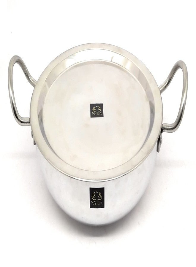 NYRA® Aluminium Induction Base Kadhai with a Steel lid Wok Food Grade Flat Bottom Small Size- 2 lt - Image 1