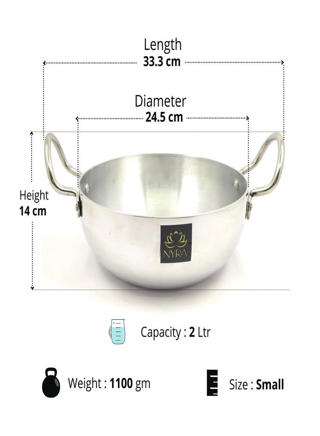 NYRA® Aluminium Induction Base Kadhai with a Steel lid Wok Food Grade Flat Bottom Small Size- 2 lt - Image 3