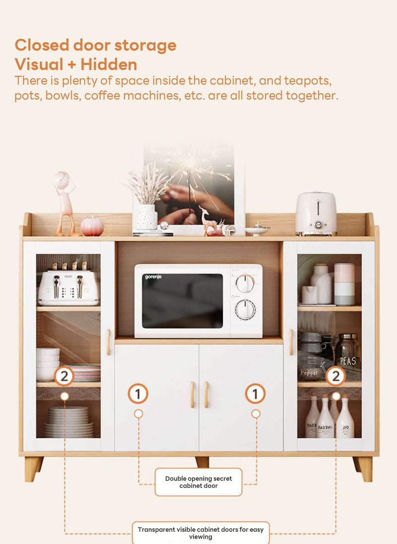 شاربدو خزائن تخزين خشبية فاخرة، خزانة متعددة الأغراض لغرفة المعيشة، خزانة جانبية مستقلة متعددة الوظائف، مناسبة لركن قهوة وتنظيم المطبخ - Image 4