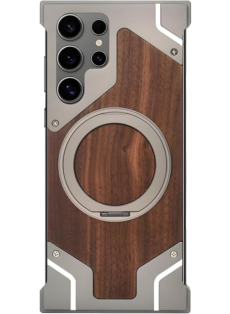 زيكسين جراب بتصميم مستوحى من الخشب - لهاتف Galaxy S24 Ultra - أنيق، متين، أنيق، بفتحات دقيقة، تصميم خفيف الوزن (تيتانيوم) - Image 1