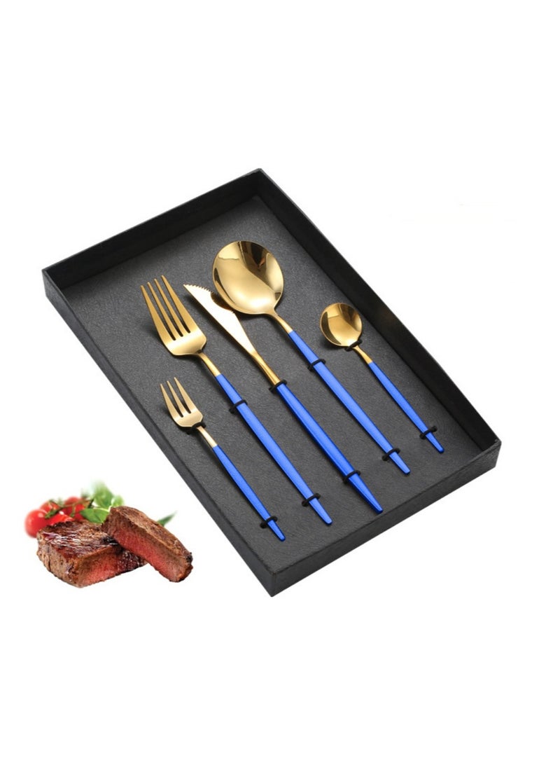 KUYING Stainless Steel Tableware Set Of 5 Pieces Western Knife Fork Spoon Set 