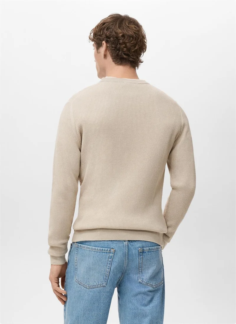 Mango Man Fine rib-knit cotton sweater