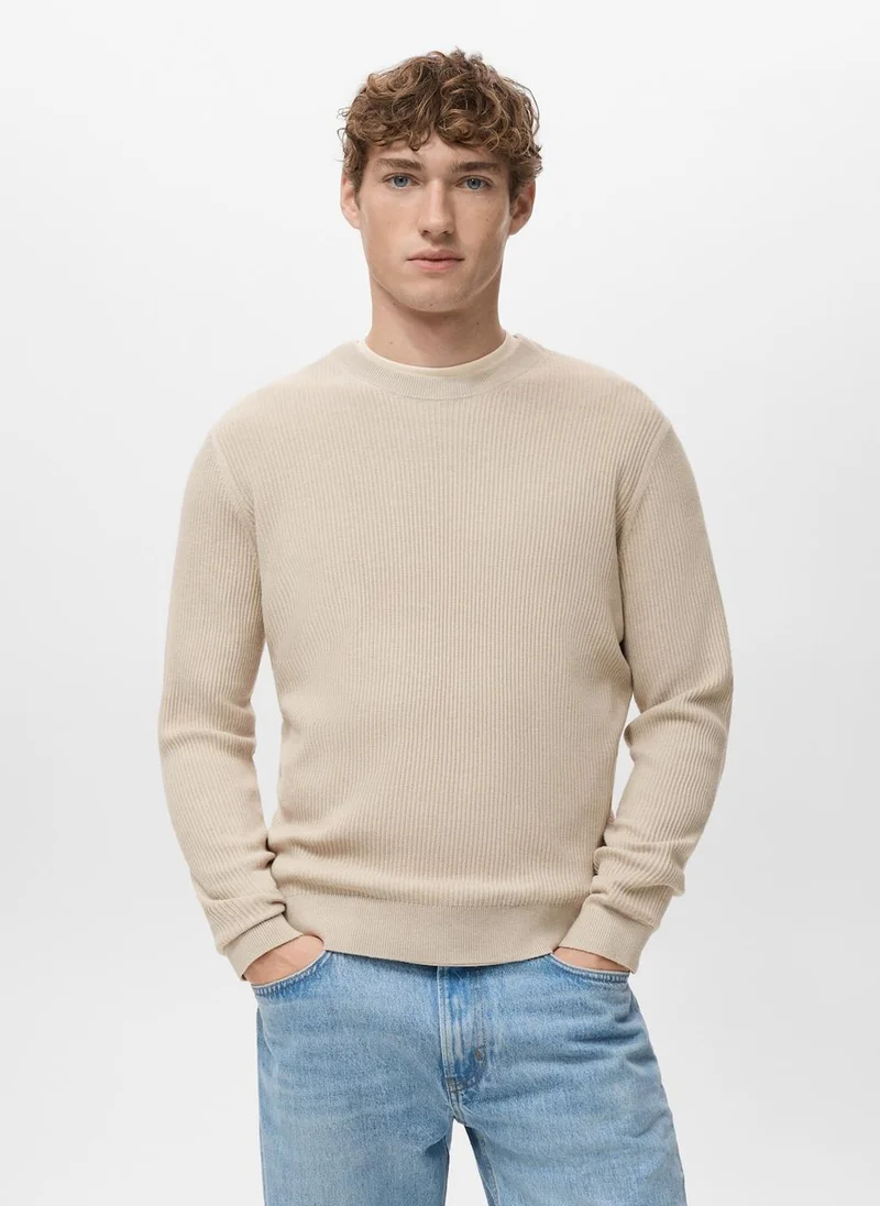 Mango Man Fine rib-knit cotton sweater